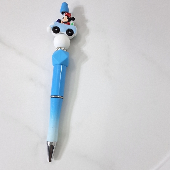 Minnie Mouse Driving Car Blue Beaded Writing Pen, Black Ink Pen, NEW - Picture 3 of 4